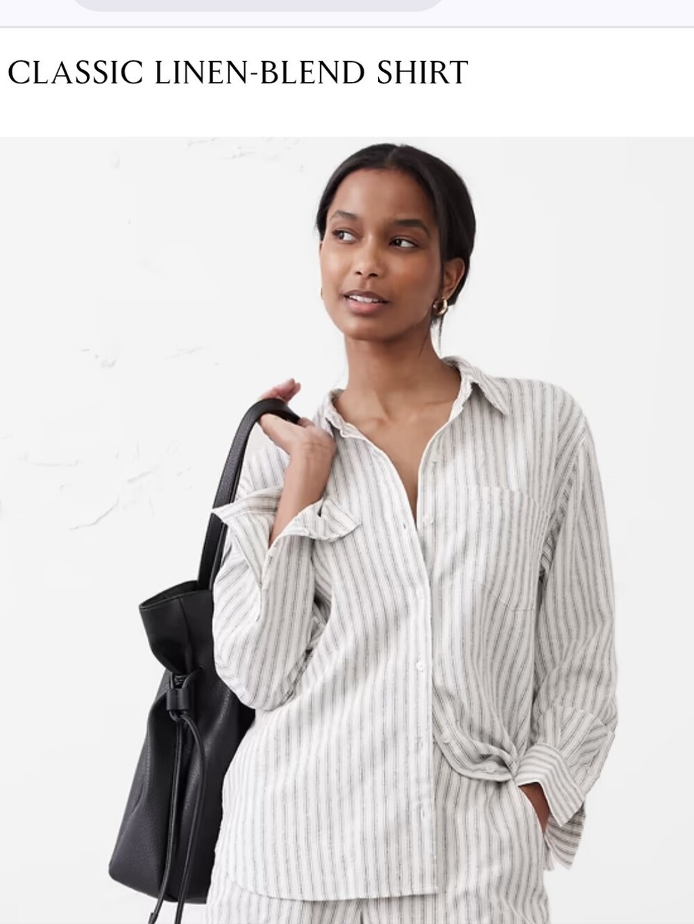 NWT Banana Republic Classic Linen Blend Button Down Shirt, Sz L